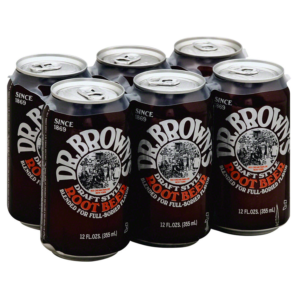 Dr. Brown's Kosher Draft Style Root Beer 6 pk Cans, 12 oz