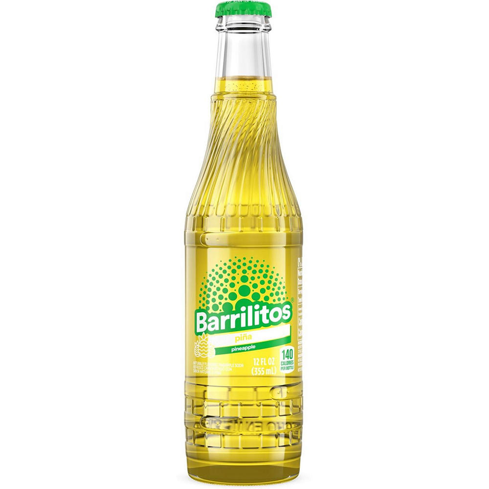 Barrilitos Pineapple Piña Fruit Flavored Soda Glass Bottle, 12 oz