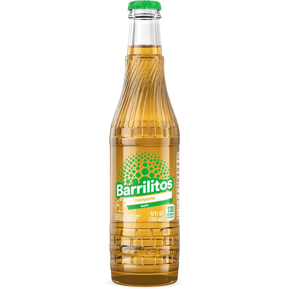 Barrilitos Apple Manzana Fruit Flavored Soda Glass Bottle, 12 oz