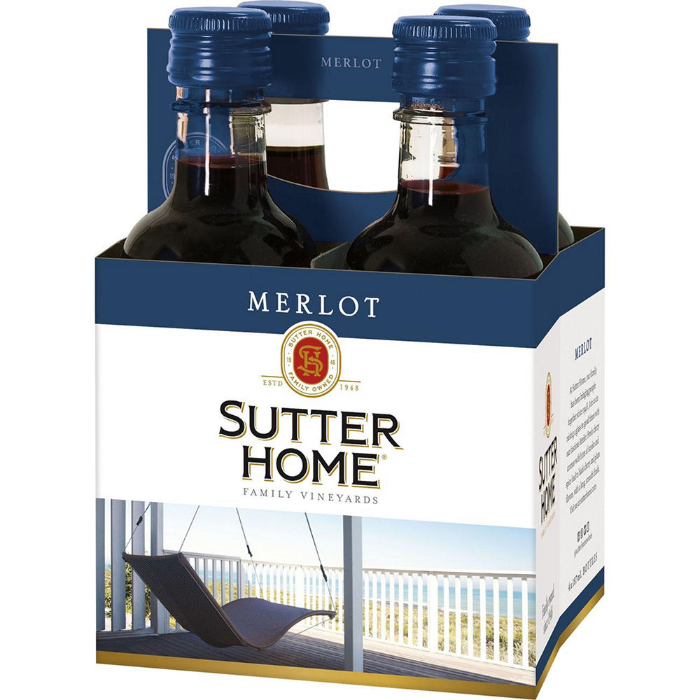 Sutter Home Merlot California Red Wine 4 pk Bottles, 187 mL