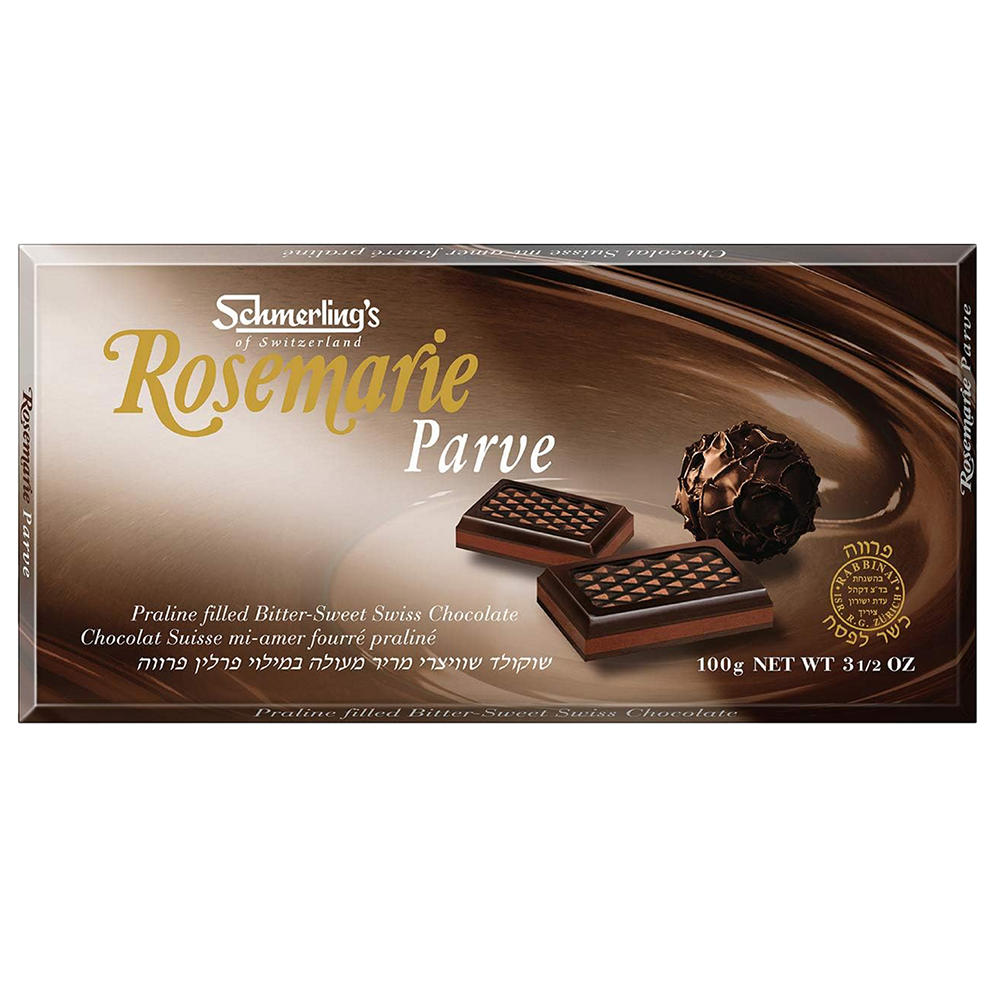Schmerling's Kosher Rosemarie Parve Praline Filled Bittersweet Swiss Chocolate, 3.5 oz