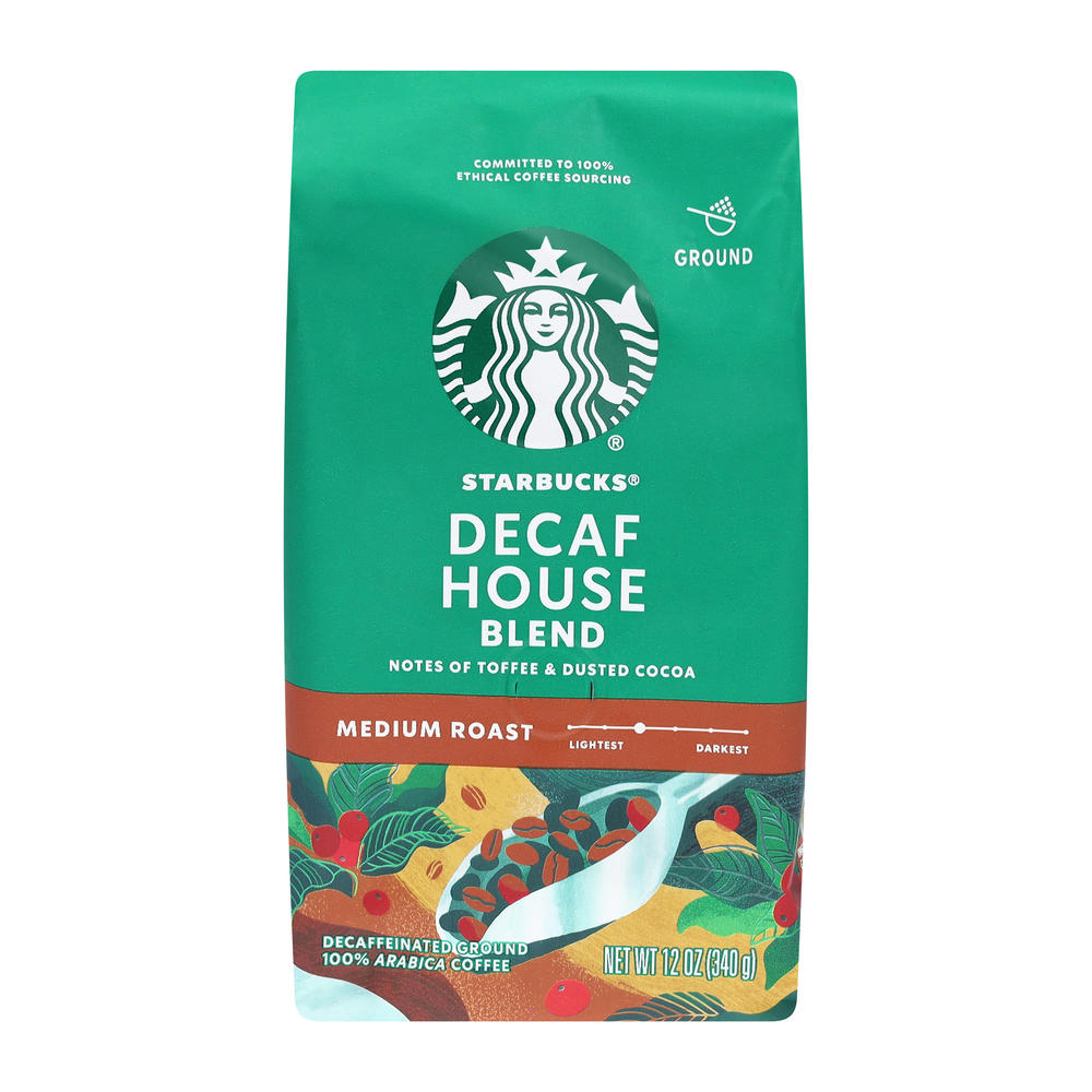 Starbucks Decaf House Blend Medium Roast Ground Coffee, 12 oz