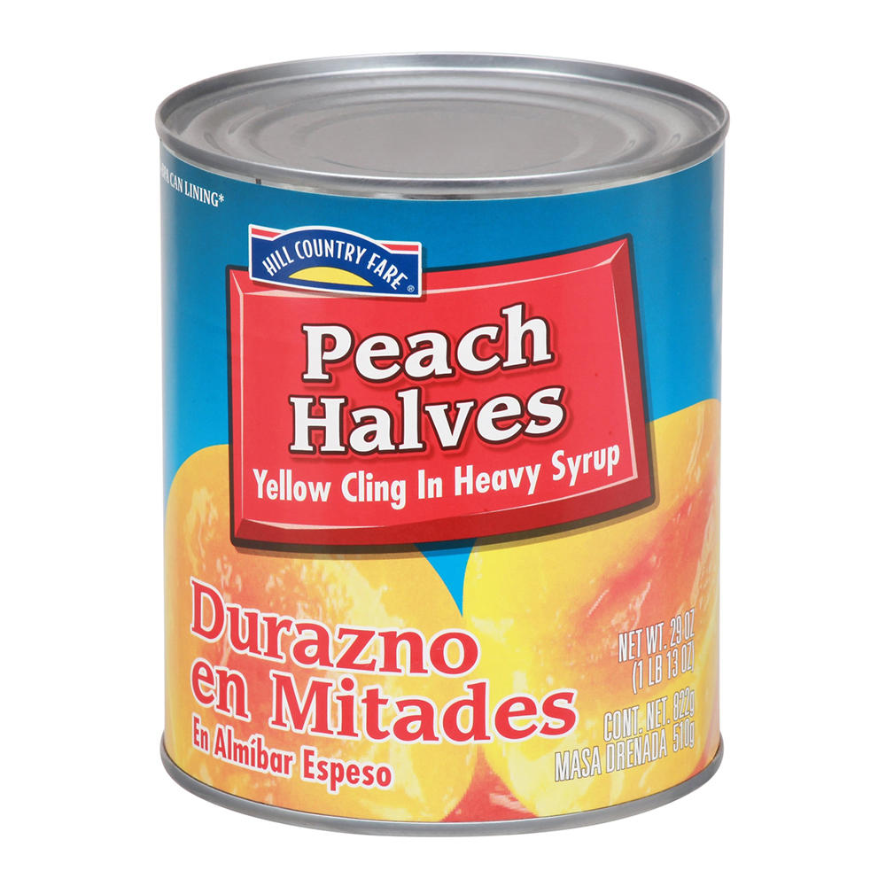 Hill Country Fare Peach Halves - Heavy Syrup, 29 oz