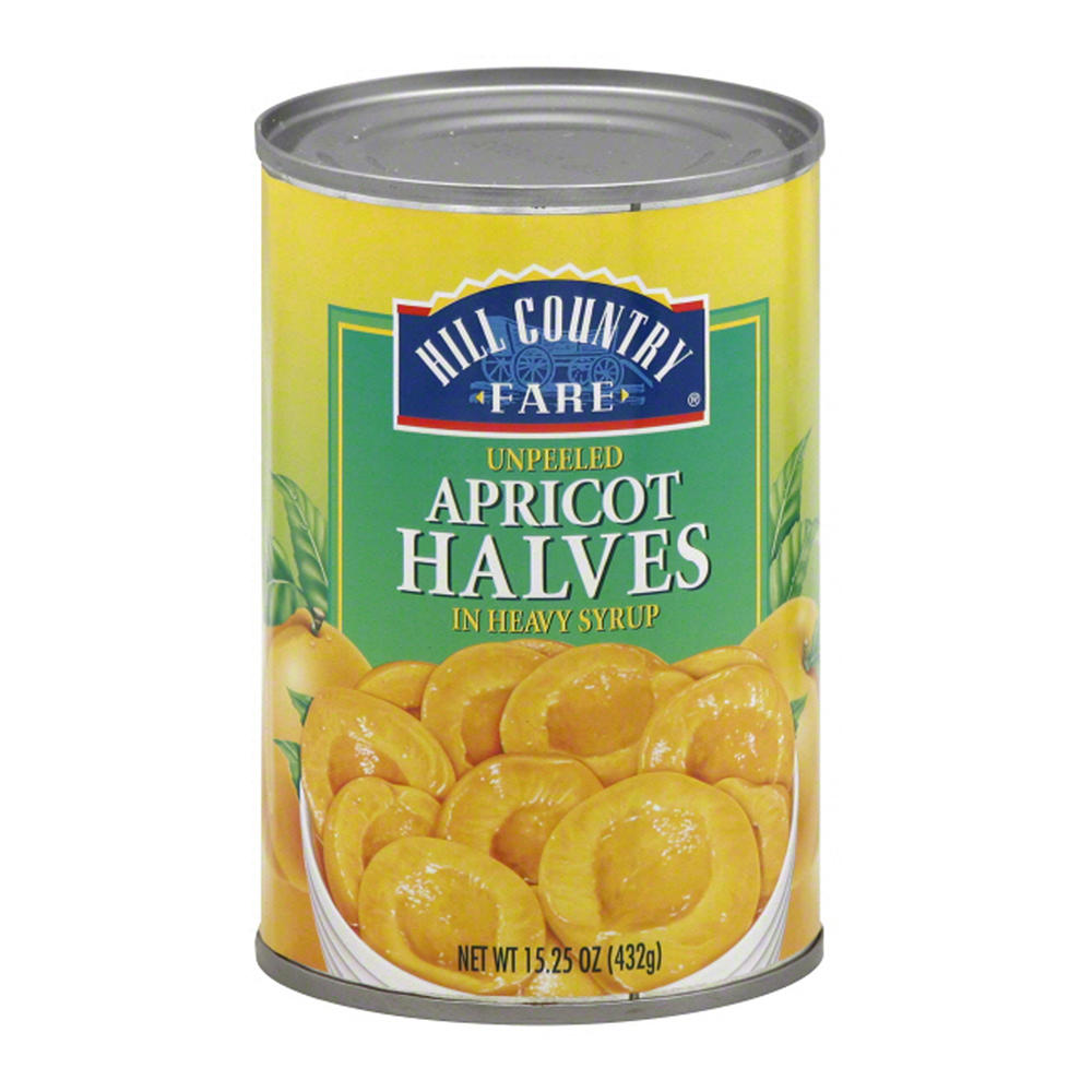 Hill Country Fare Unpeeled Apricot Halves – Heavy Syrup, 15.25 oz