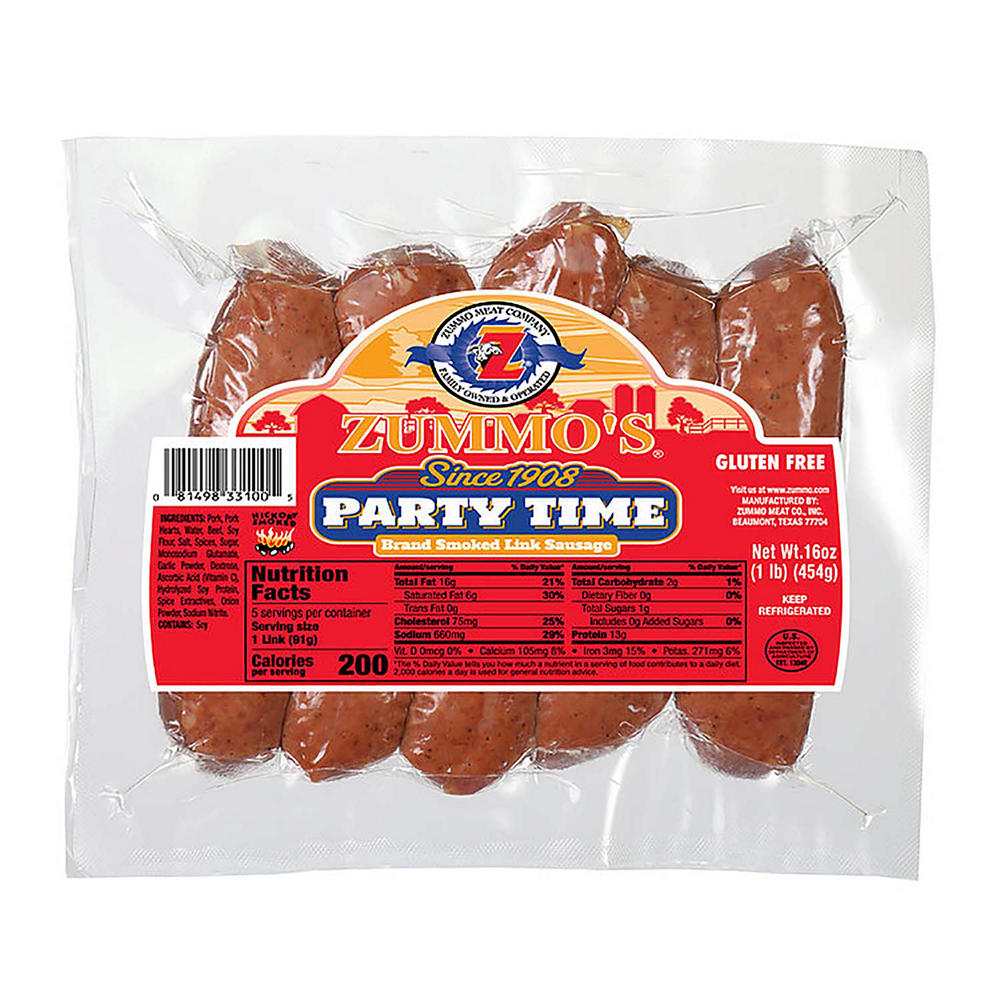 Zummo's Party Time Links Smoked Sausage, 5 ct