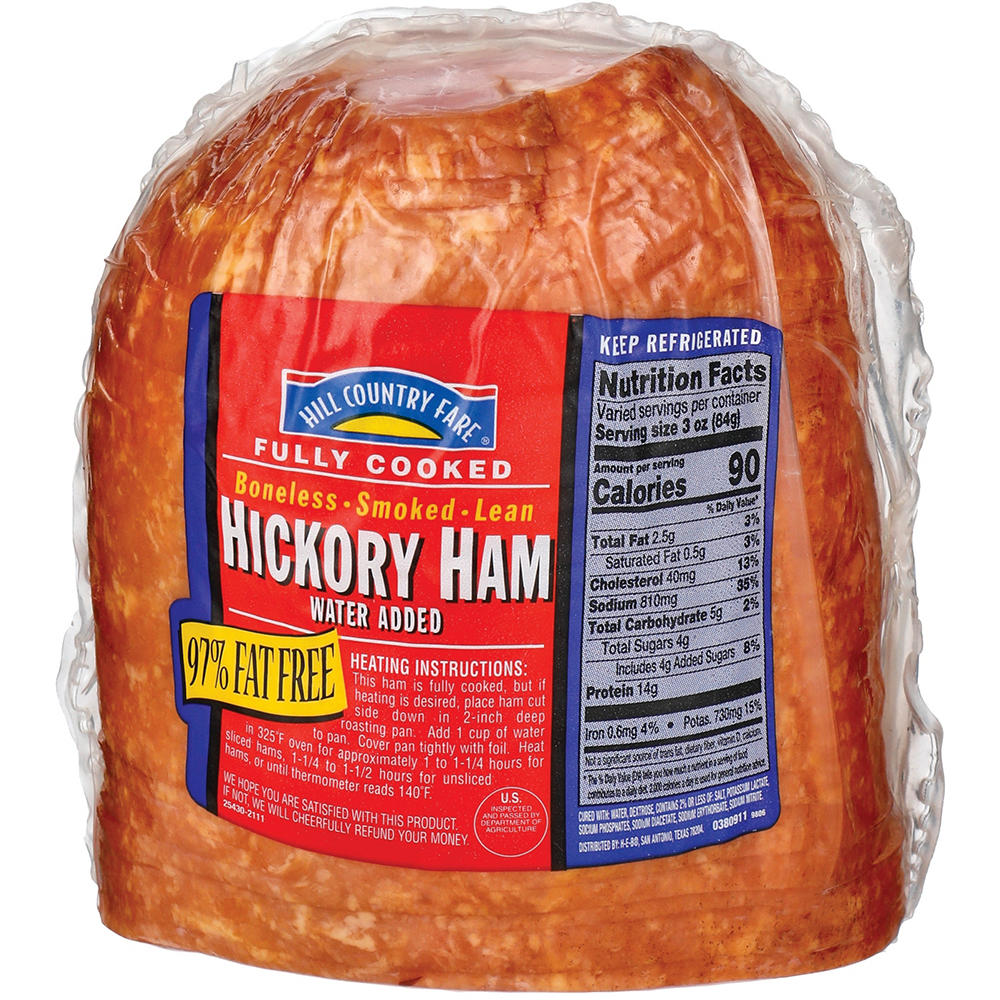 Hill Country Fare Fully Cooked Hickory-Smoked Sliced Half Ham, Avg. 2.5 lbs