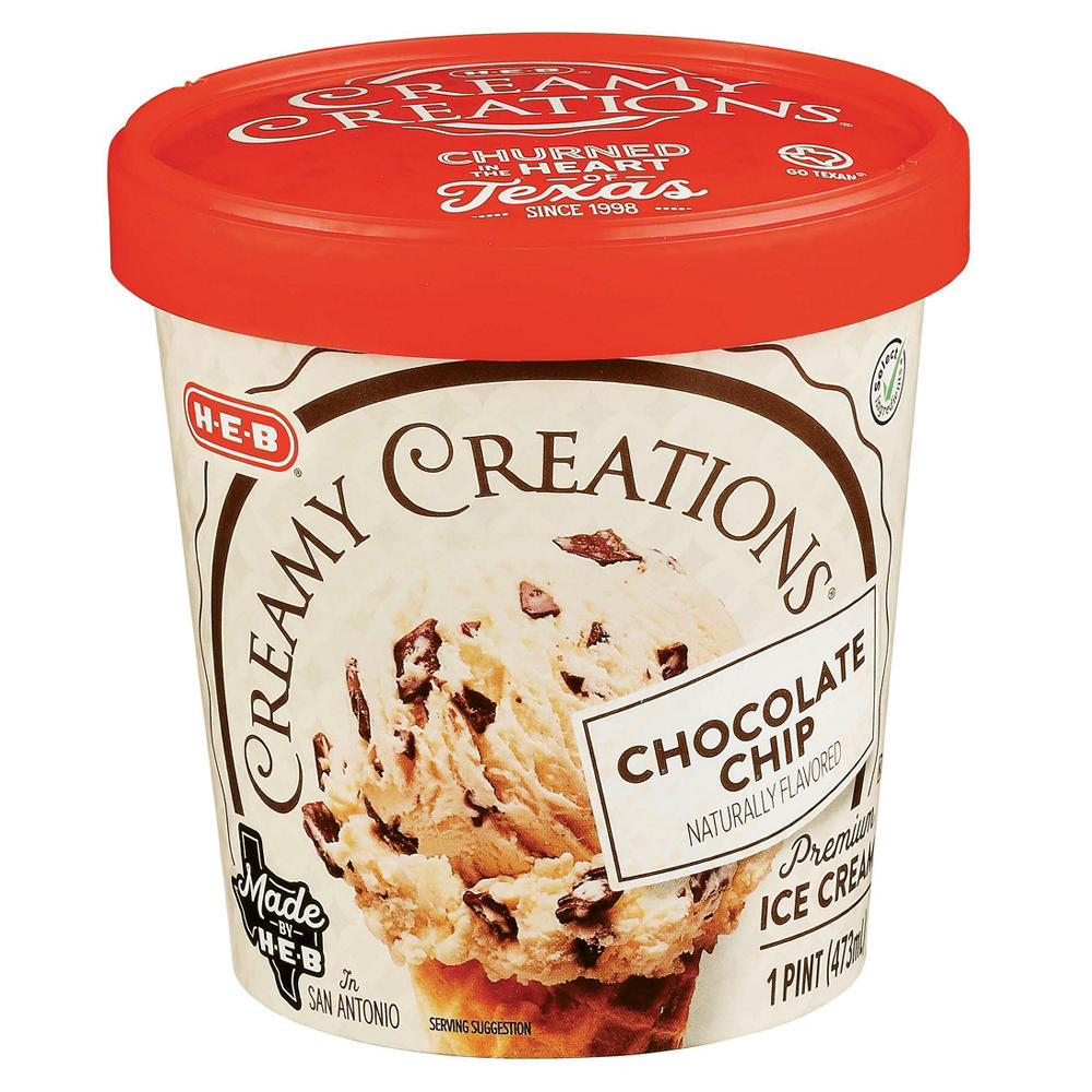 H-E-B Creamy Creations Chocolate Chip Ice Cream, 1 pt