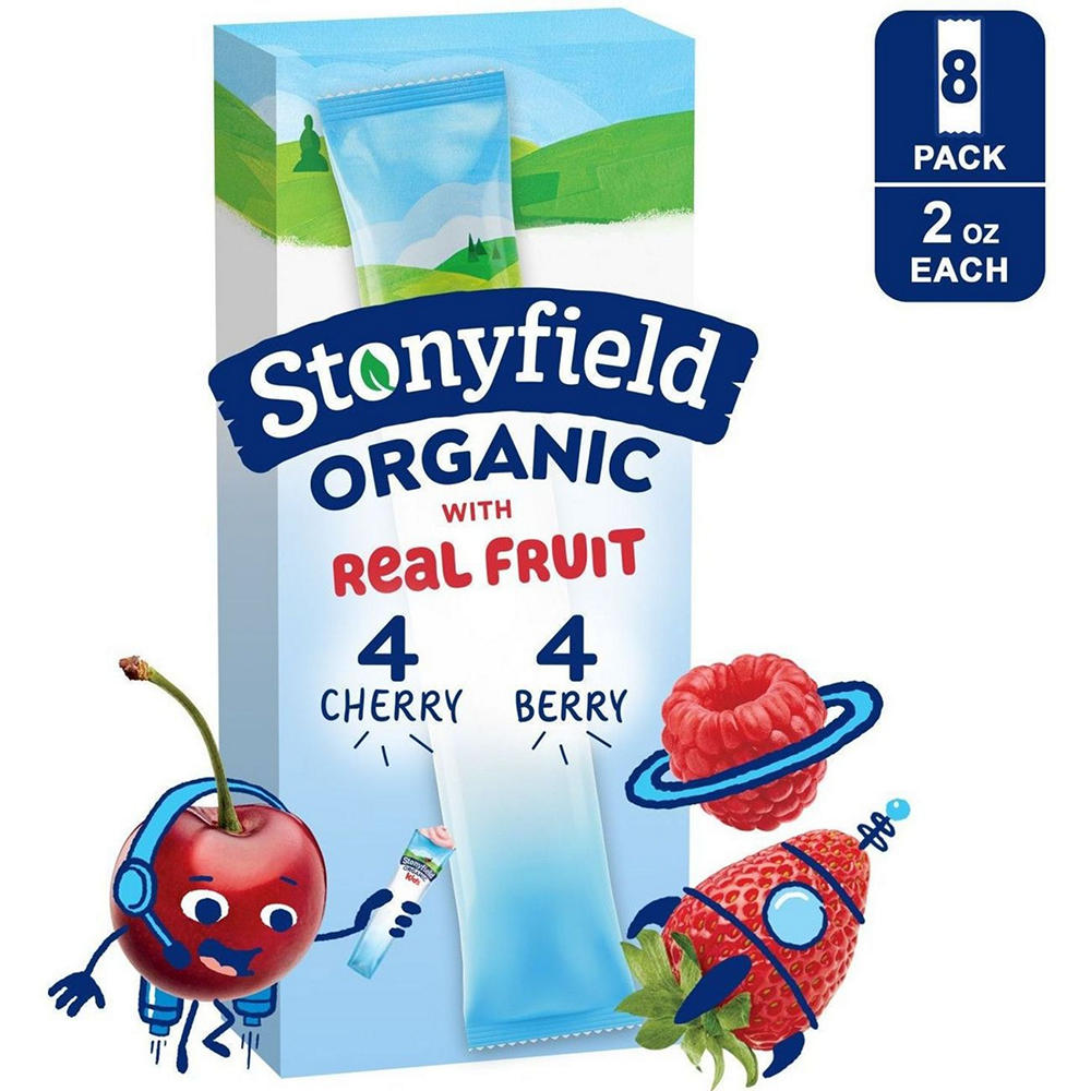 Stonyfield Organic Kids Low Fat Yogurt Tubes - Cherry & Berry, 8 ct