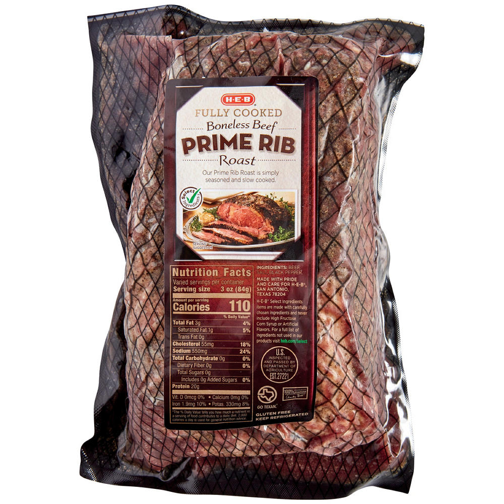 H-E-B Fully Cooked Boneless Beef Prime Rib Roast, Avg. 3.7 lbs