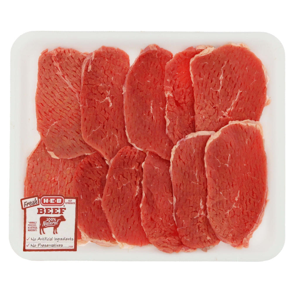 H-E-B Beef Eye of Round Steak Tenderized Value Pack, USDA Select , Avg. 1.5 lbs