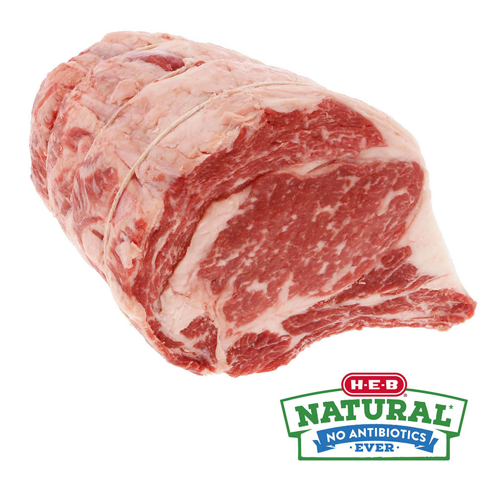 H-E-B Natural Angus Beef Bone-in Ribeye Roast - Cut & Tied, Avg. 9.0 lbs