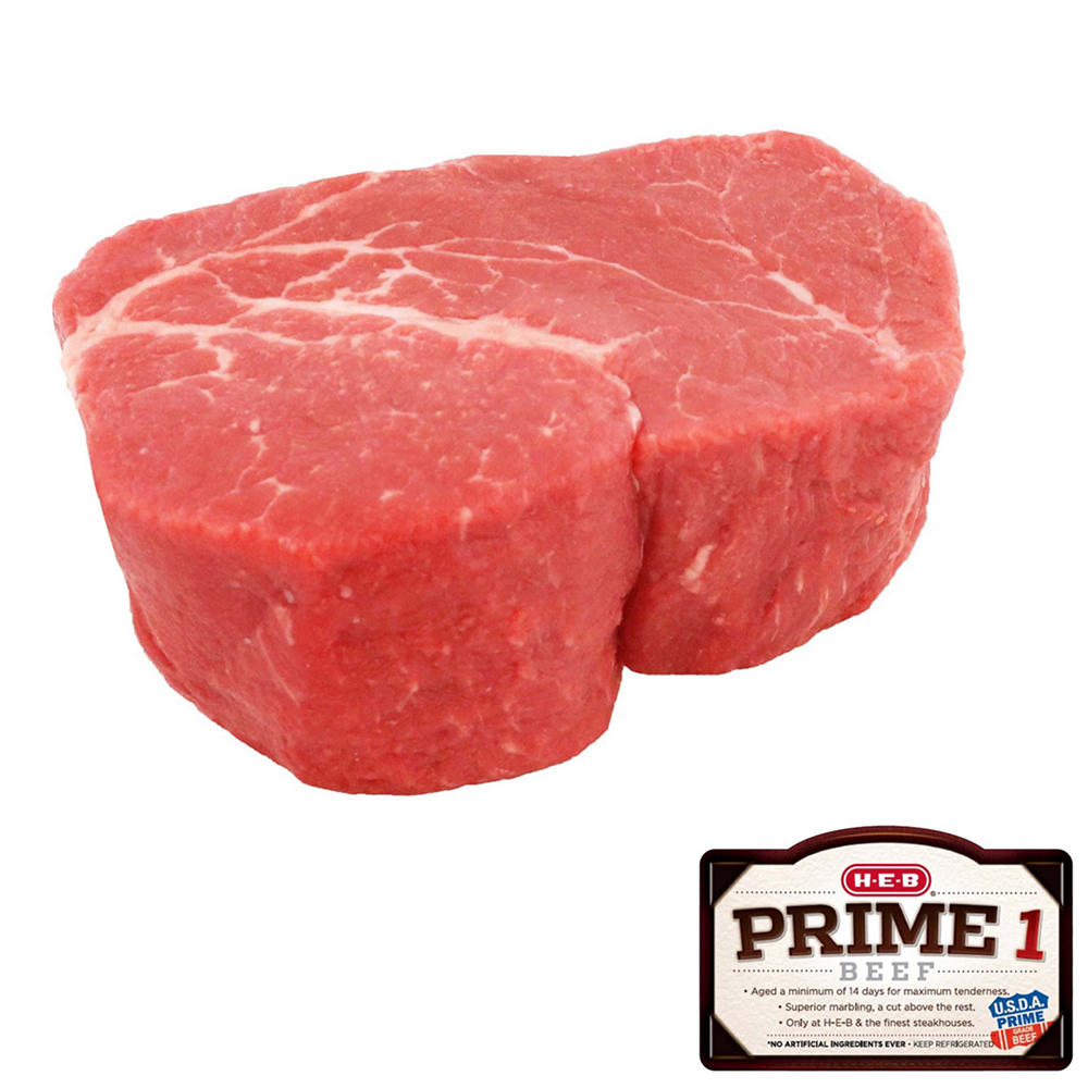 H-E-B Prime 1 Beef Boneless Tenderloin Steak - Thick Cut, Avg. 0.55 lb
