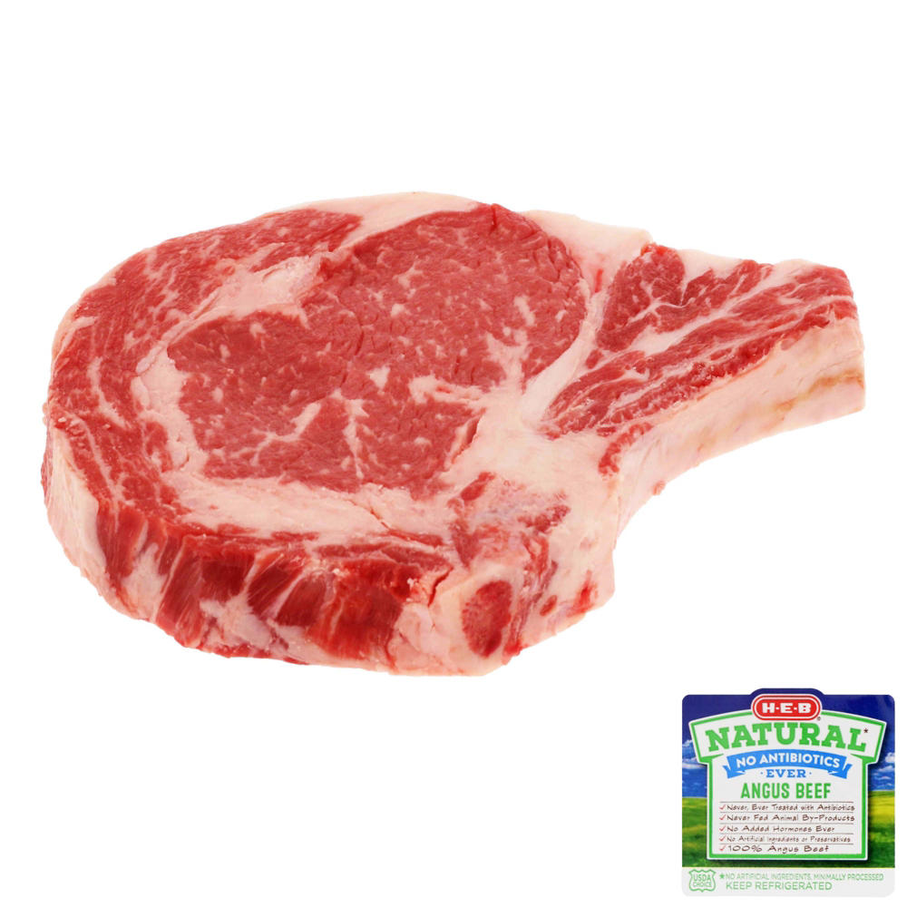 H-E-B Natural Beef Ribeye Steak Bone-In, USDA Choice, Avg. 1.85 lbs