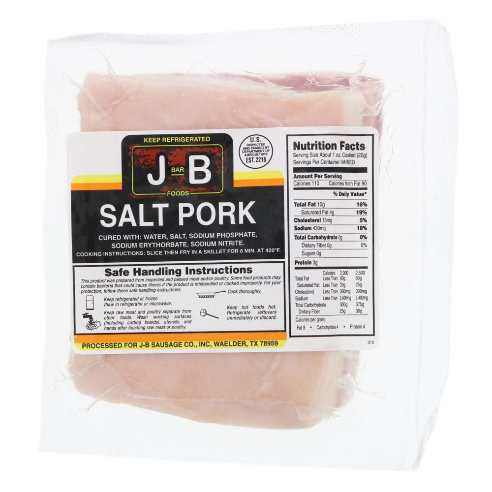 J BAR B FOODS Salt Pork , Avg. 0.7 lb