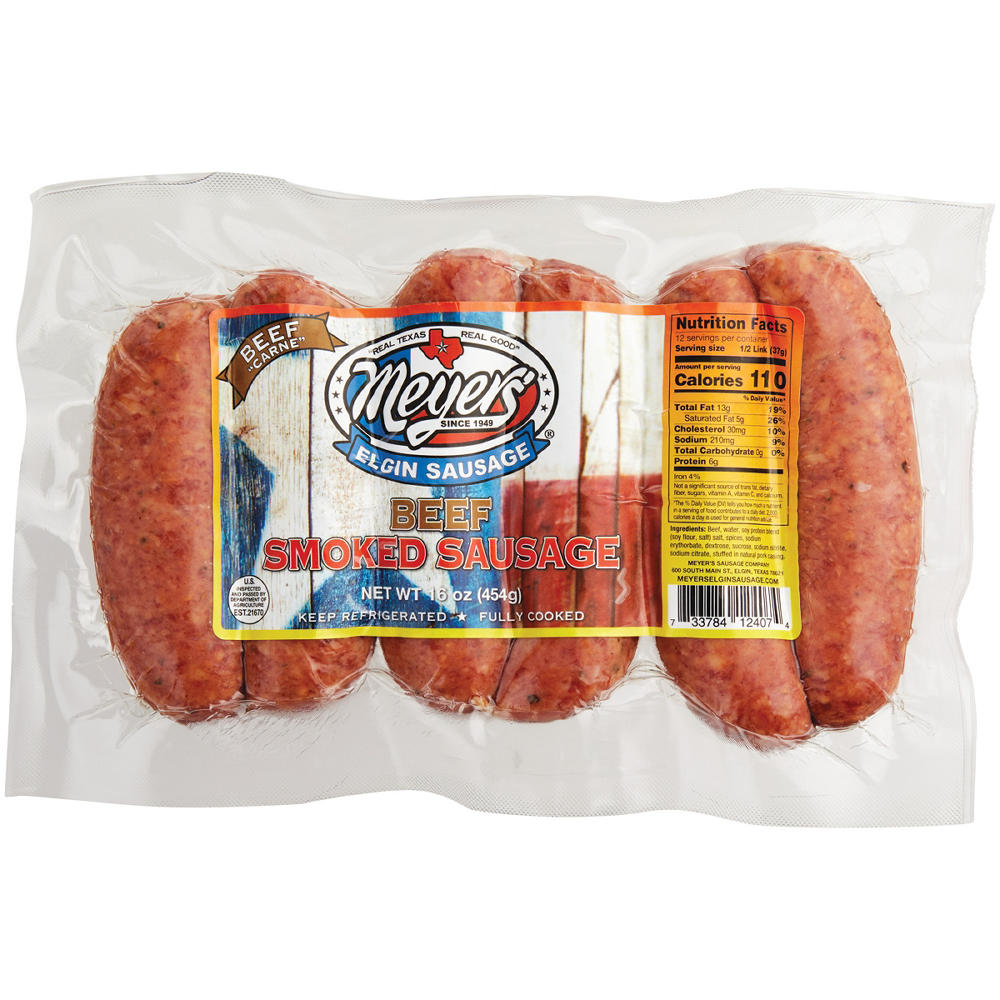 Meyer's Beef Smoked Sausage Links, 6 ct