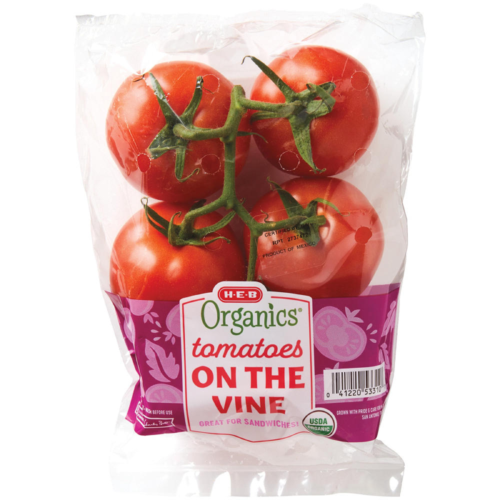 H-E-B Organics Fresh Tomatoes on the Vine, Avg. 1.0 lb