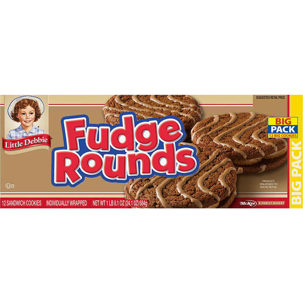 Little Debbie Bigger Fudge Rounds Sandwich Cookies - Big Pack, 12 ct