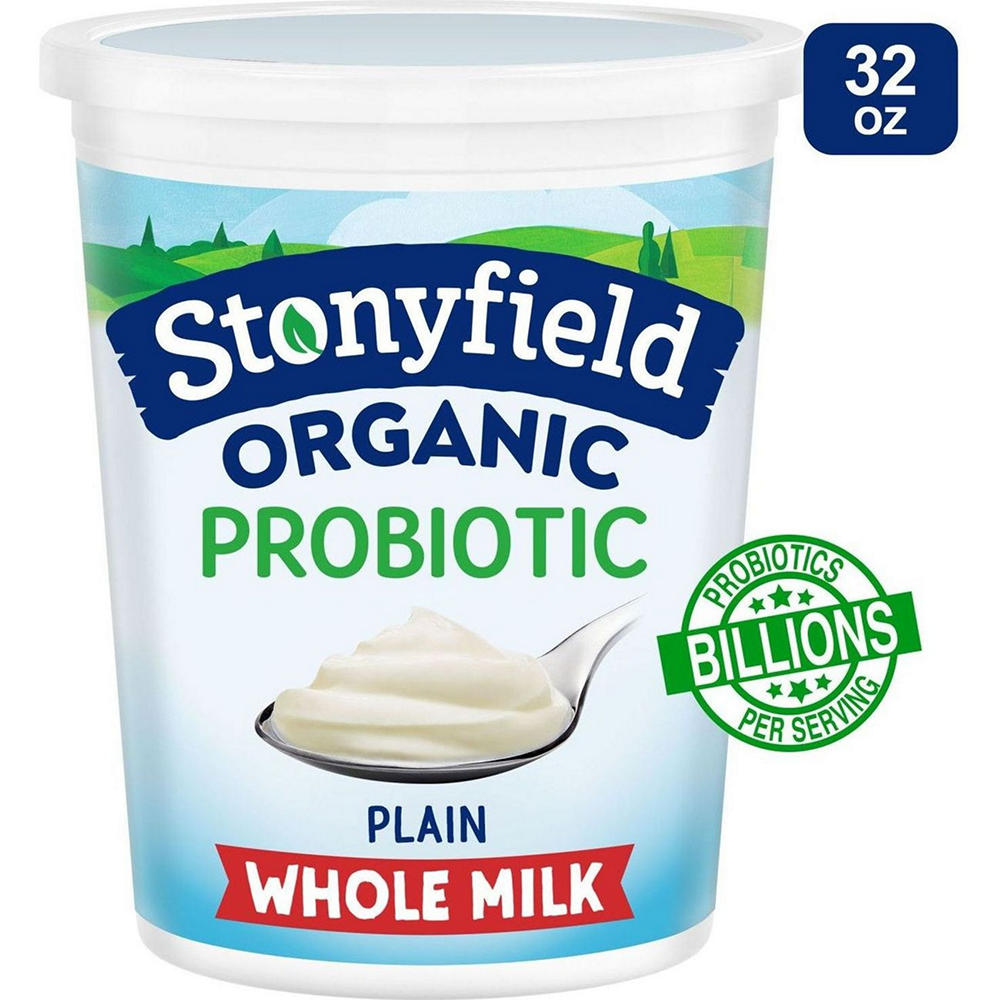 Stonyfield Organic Whole Milk Probiotic Yogurt - Plain, 32 oz