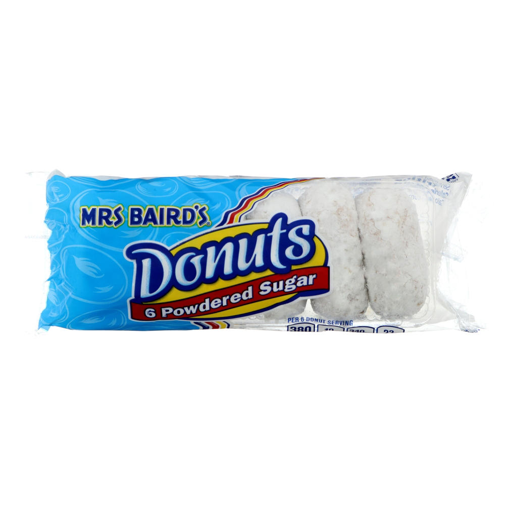 Mrs Baird's Powdered Sugar Donuts, 3 oz