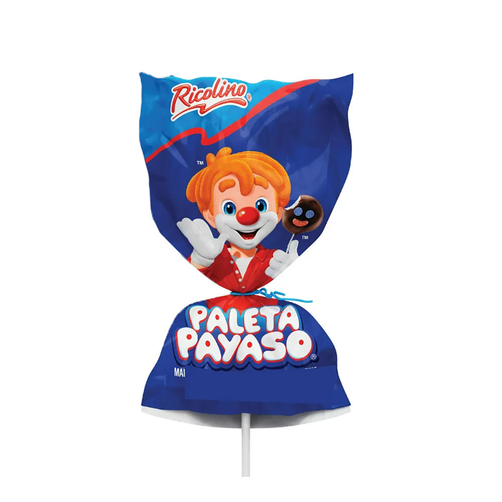 Ricolino Paleta Payaso Chocolate Marshmallow Lollipop, 1.58 oz