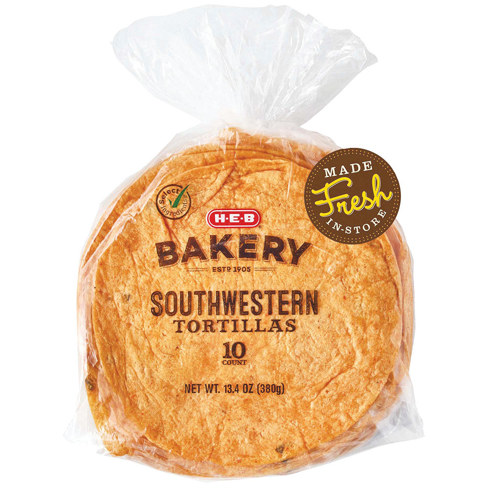 H-E-B Bakery Southwestern Flour Tortillas, 10 ct