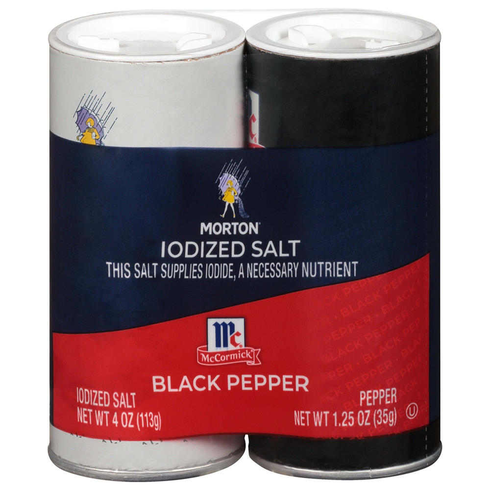 Morton Iodized Salt & Pepper Shakers, EACH