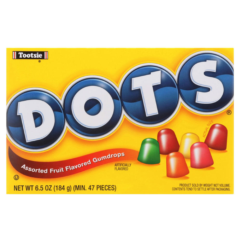 Dots Assorted Fruit Flavored Gumdrops Theater Box Candy, 6.5 oz