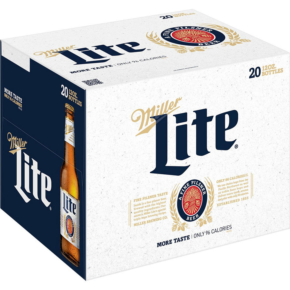 Miller Lite Beer 20 pk Vortex Bottle, 12 oz
