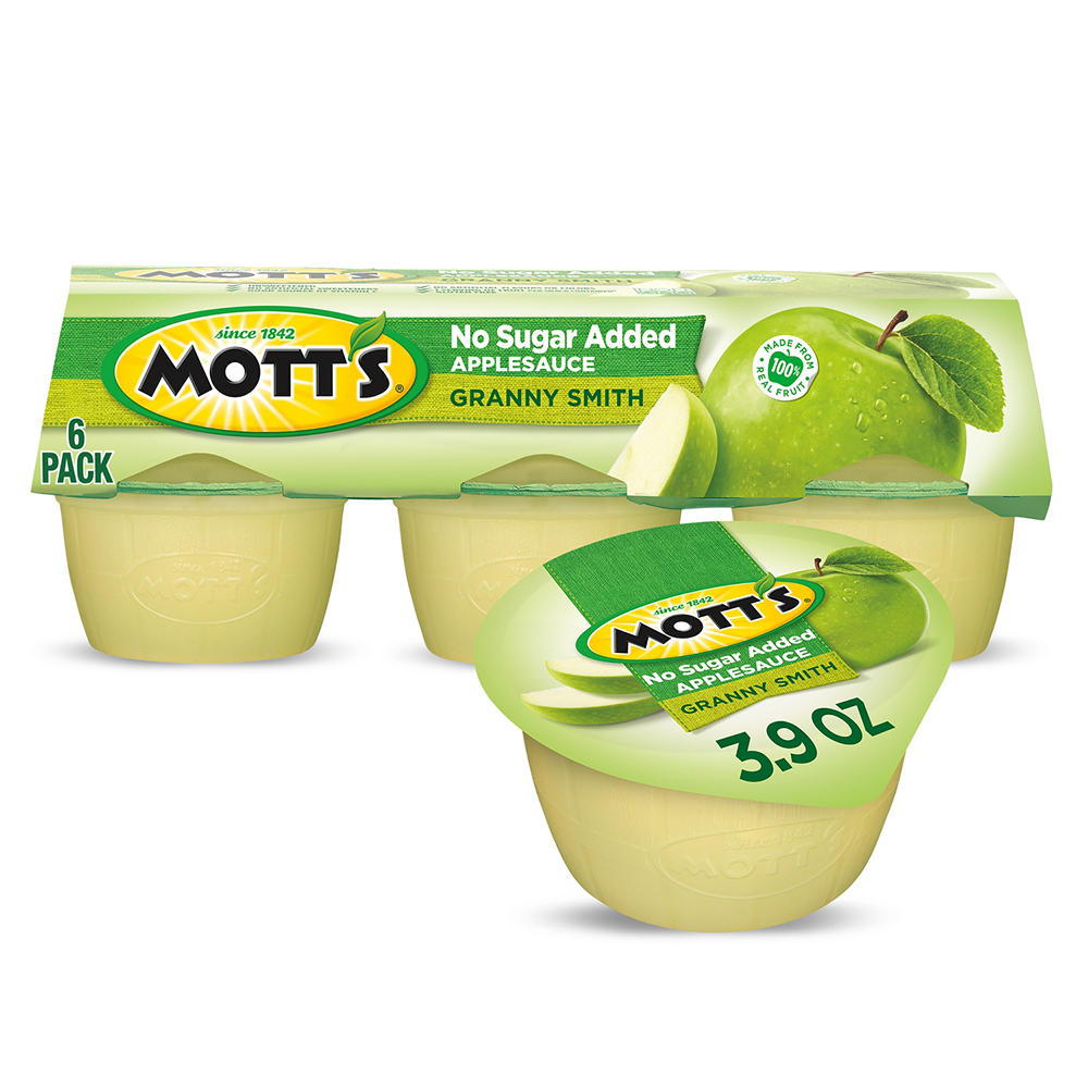 Mott's No Sugar Added Granny Smith Applesauce 6 pk Cups, 3.9 oz
