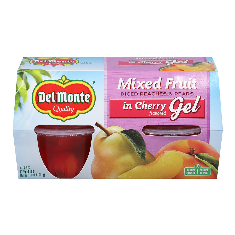 Del Monte Fruit & Gel Mixed Fruit in Cherry Gel, 4 ct