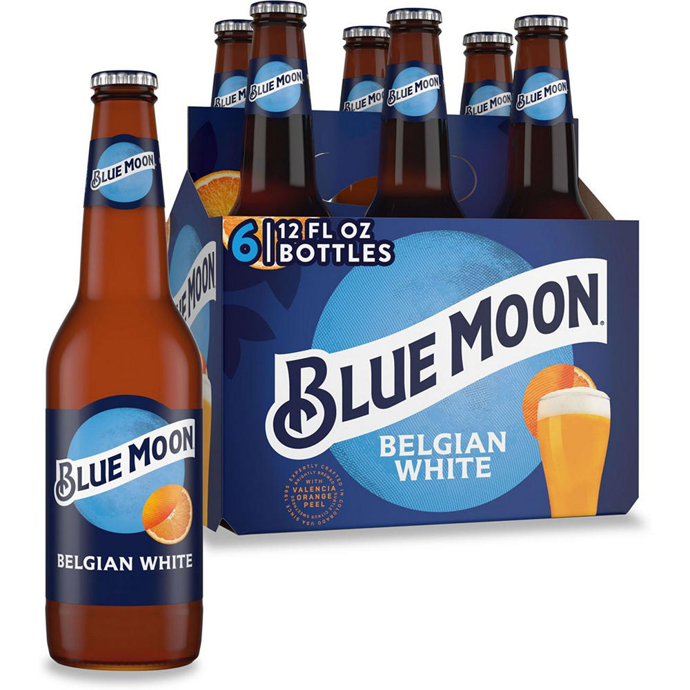 Blue Moon Belgian White Ale Craft Beer 6 pk Bottles, 12 oz