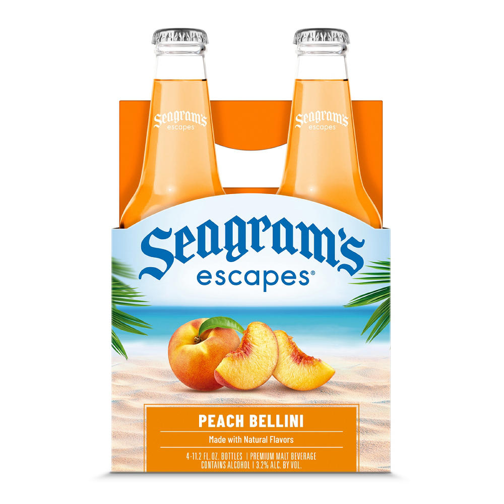 Seagram's Escapes Peach Bellini 4 pk Bottles, 11.2 oz
