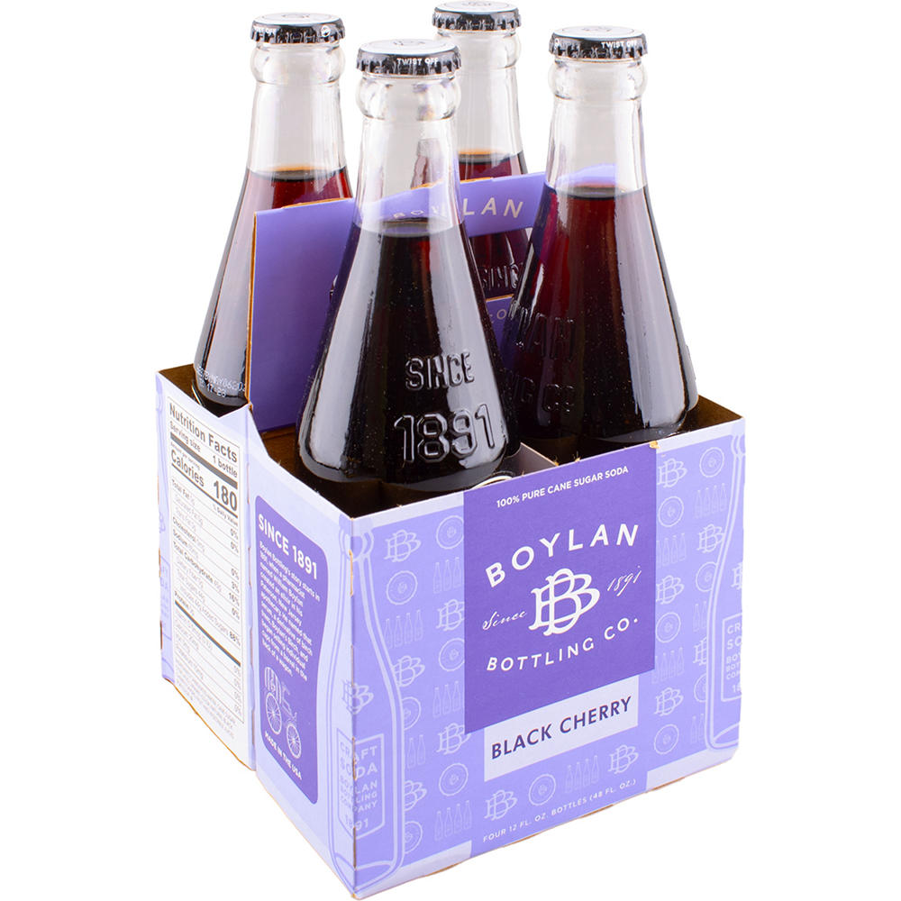 Boylan Bottling Co. Vintage Black Cherry Soda 4 pk Bottles, 12 oz