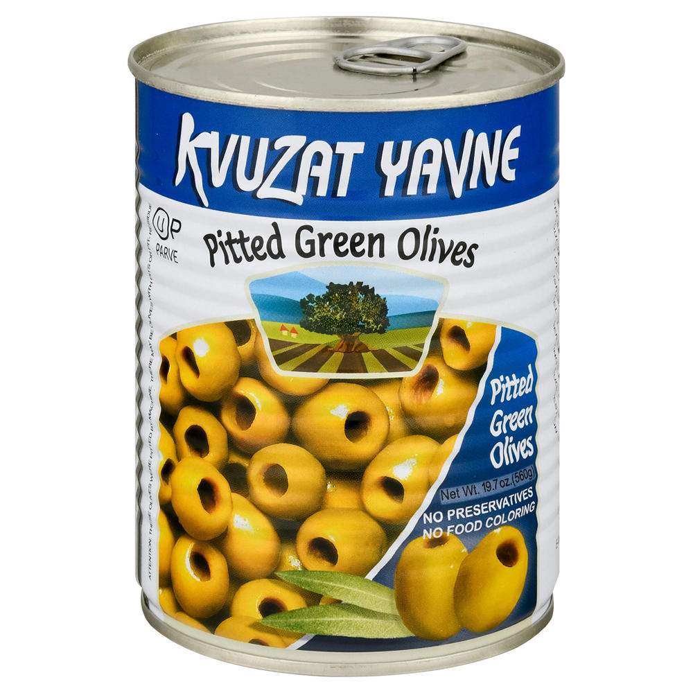 Kvuzat Yavne Kosher Pitted Green Olives, 19 oz