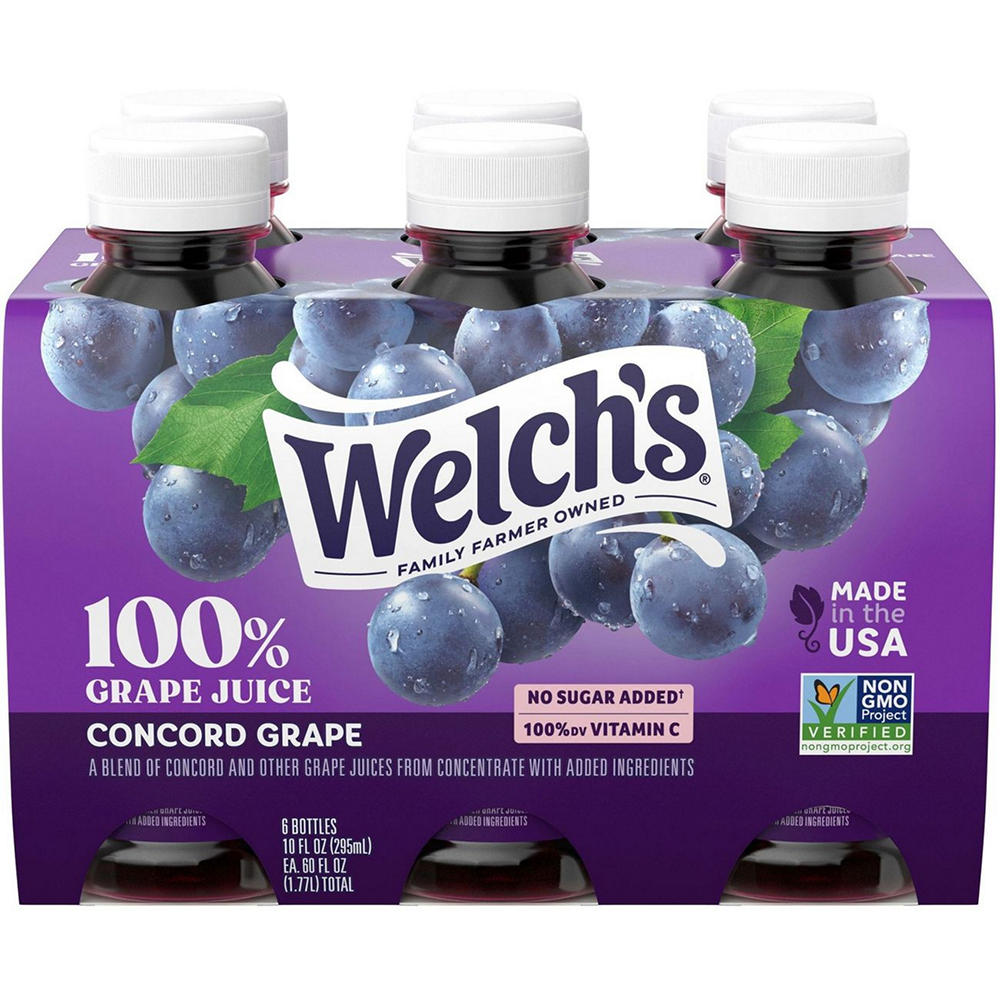 Welch's 100% Concord Grape Juice Bottles, 6 pk, 10 oz