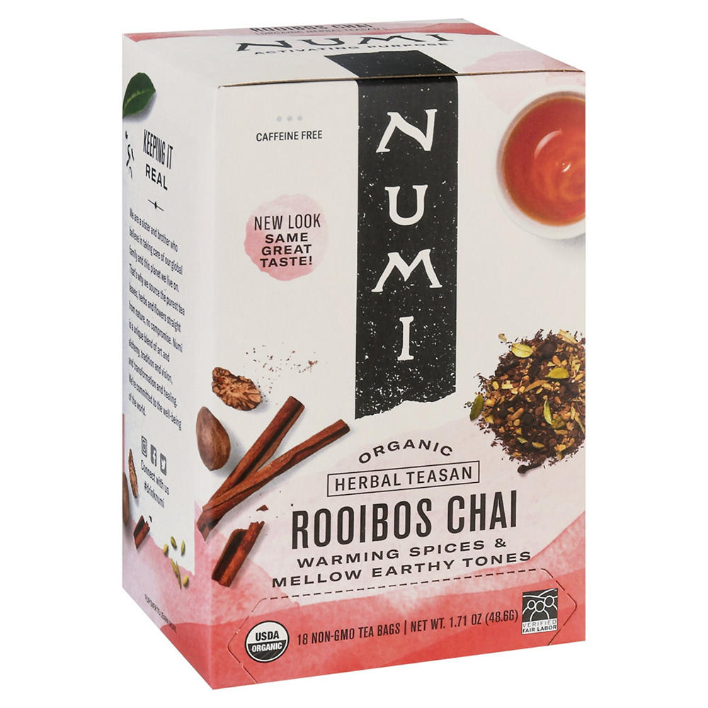 Numi Organic Tea Rooibos Chai Tea Bags, 18 ct