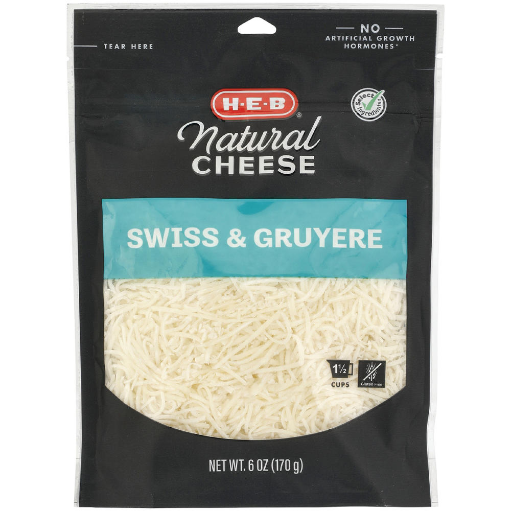 H-E-B Swiss & Gruyere Shredded Cheese, 6 oz