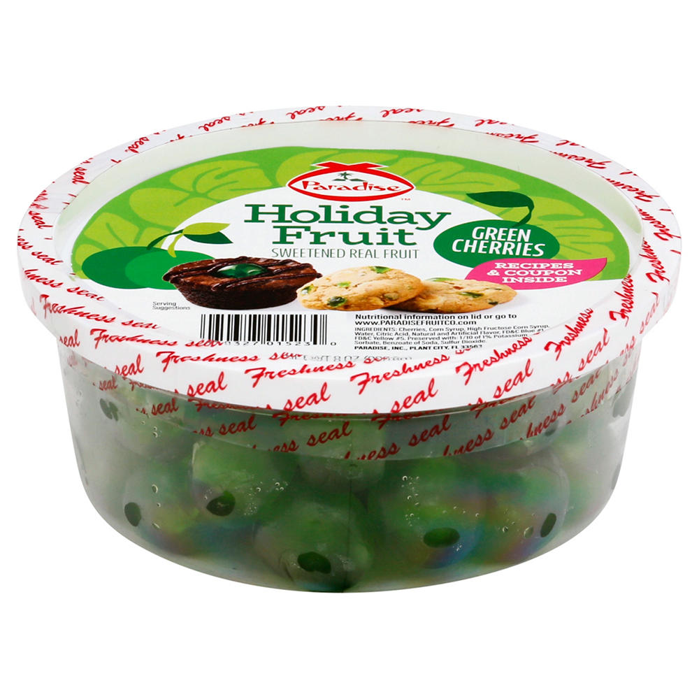 Paradise Candied Whole Green Cherries, 8 oz