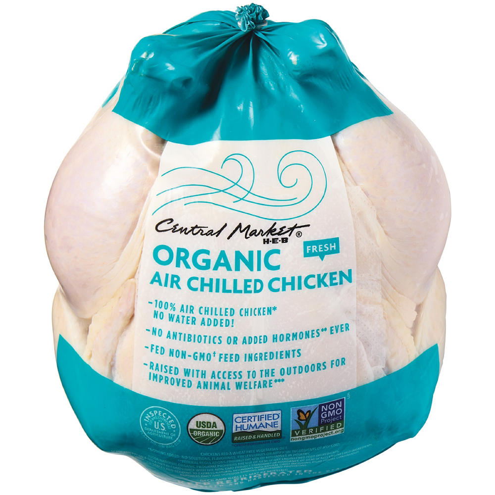Central Market Organic Air-Chilled Whole Young Chicken Roaster, 4-5 lbs, Avg. 4.56 lbs