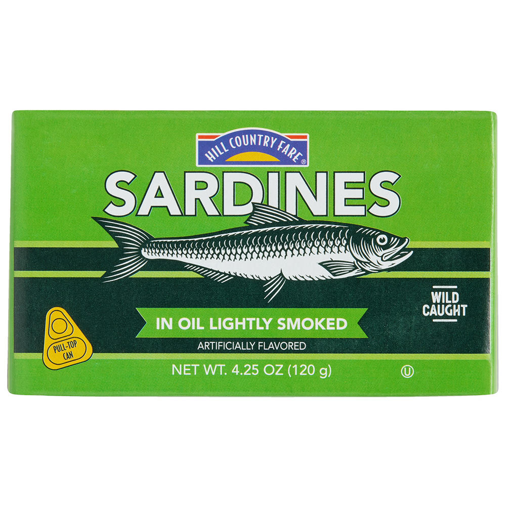Hill Country Fare Sardines in Oil Lightly Smoked, 4.25 oz