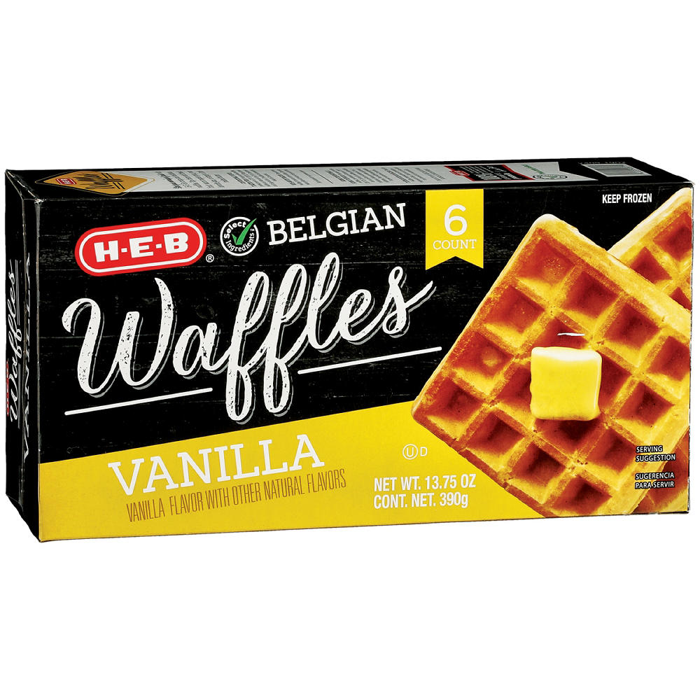 H-E-B Frozen Belgian Waffles - Vanilla, 6 ct