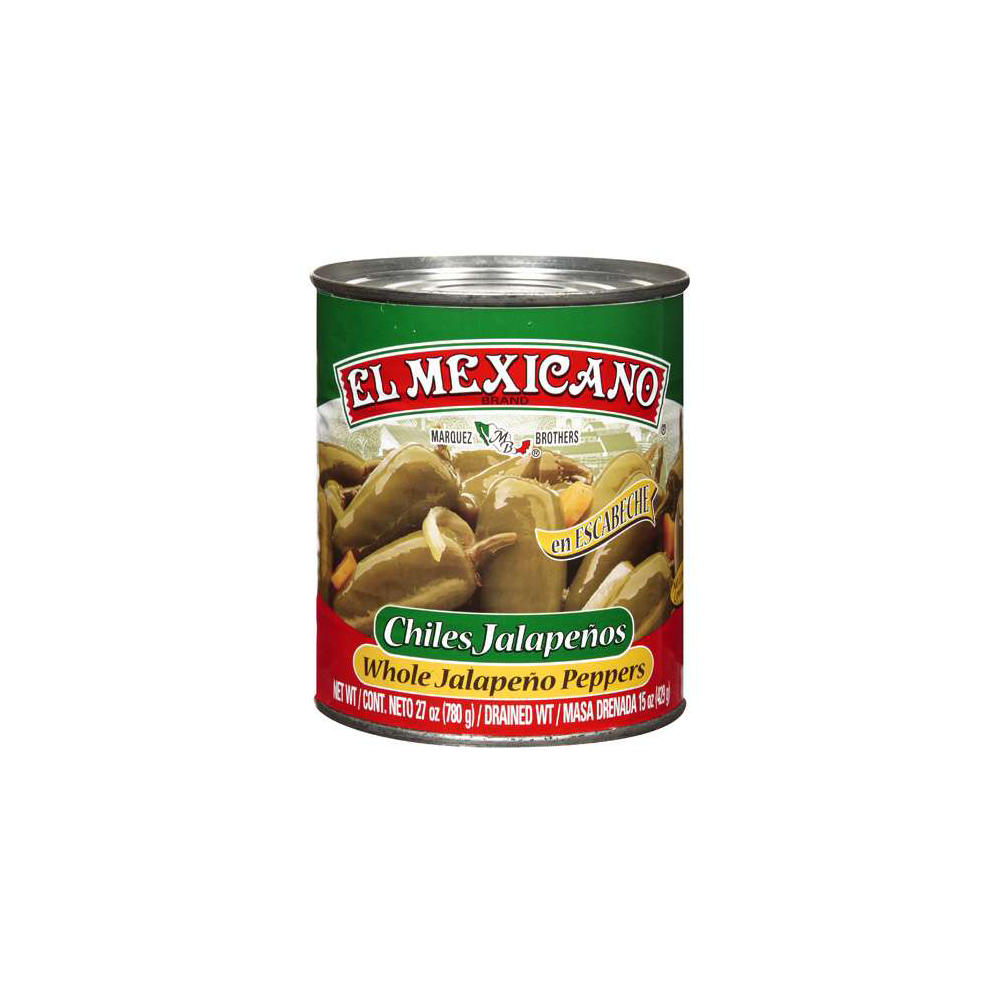 El Mexicano Whole Jalapeño Peppers, 27 oz
