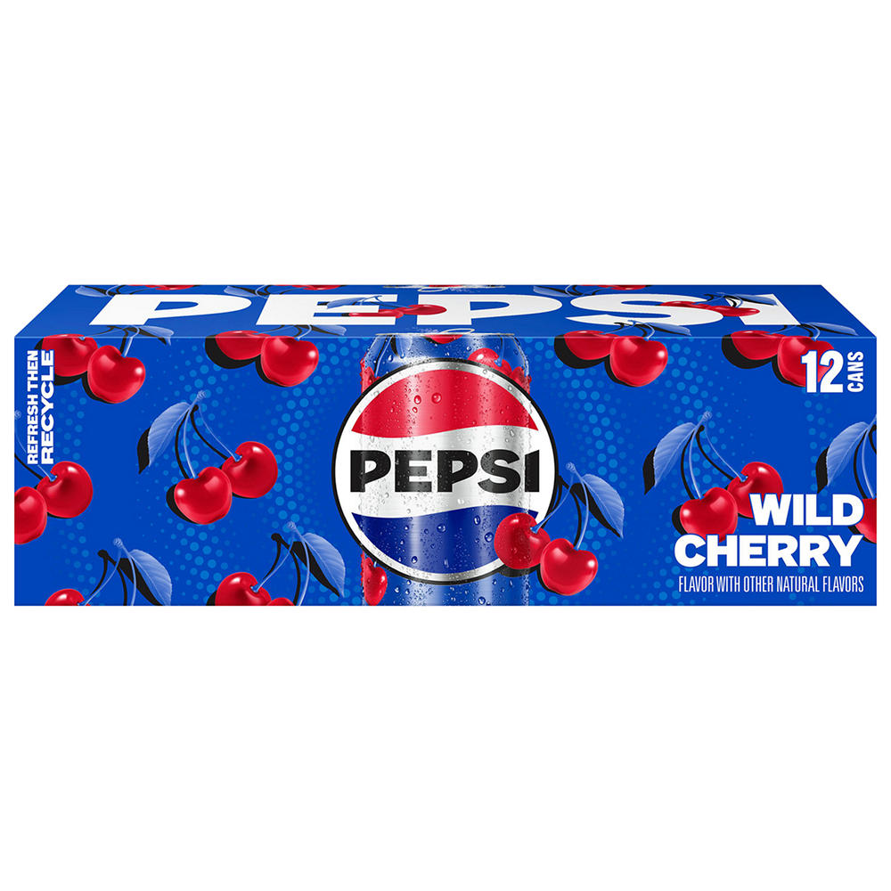 Pepsi Soda Soft Drink Wild Cherry 12 pk Cans, 12 oz