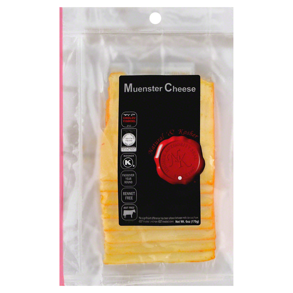 Natural & Kosher Sliced Muenster Cheese, 6 oz