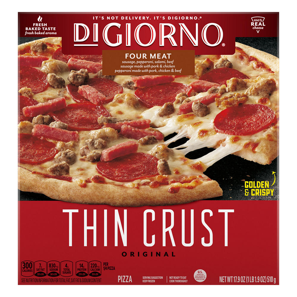 DiGiorno Thin Crust Frozen Pizza - Four Meat, 17.9 oz