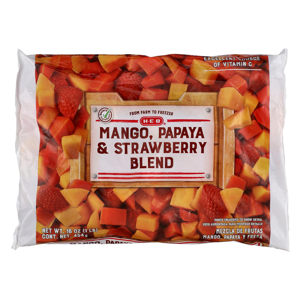H-E-B Frozen Mango, Papaya & Strawberries, 16 oz