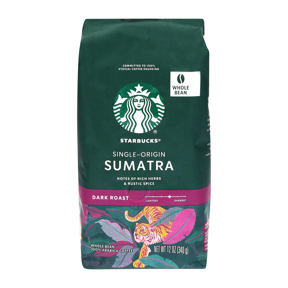 Starbucks Sumatra Dark Roast Whole Bean Coffee, 12 oz