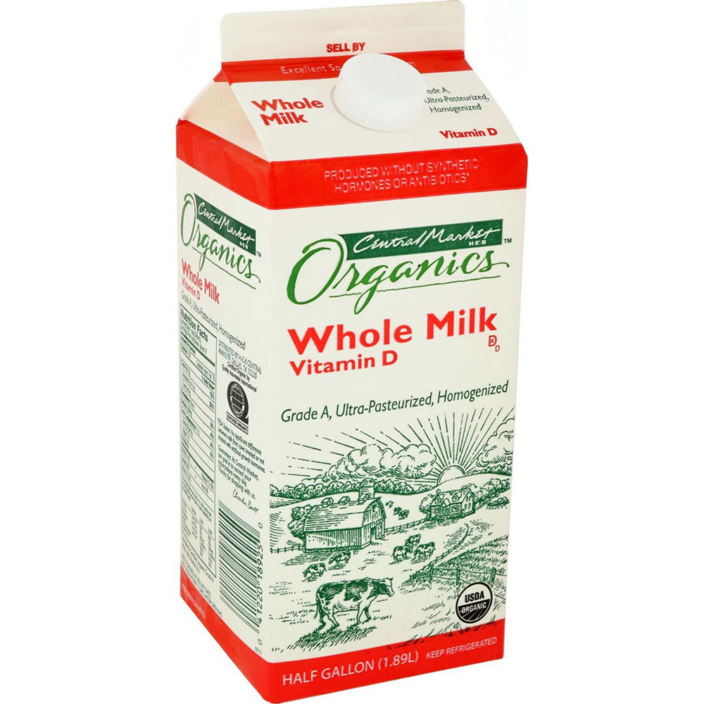 Central Market Organics Whole Milk, 1/2 gal