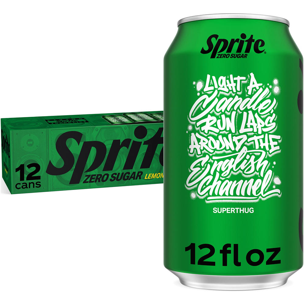 Sprite Zero Sugar Lemon Lime Caffeine Free Soda Soft Drink Fridge Pack 12 pk Cans, 12 oz