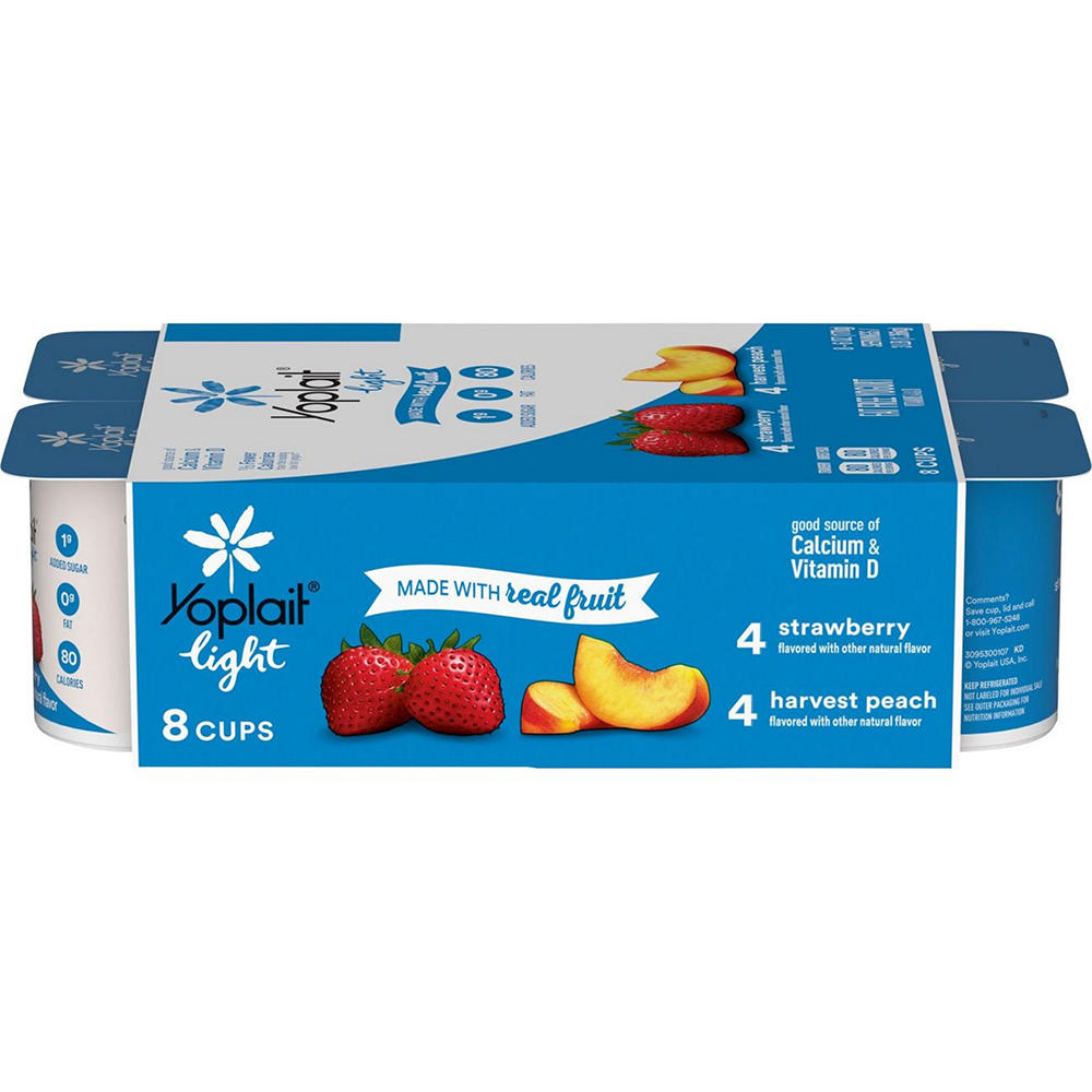 Yoplait Light Strawberry & Harvest Peach Yogurt Variety Pack, 8 ct